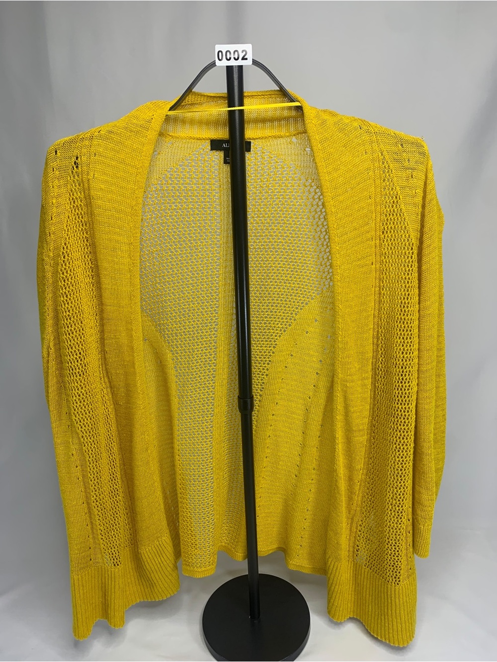 Alfani Open-Front Yellow Knit Cardigan